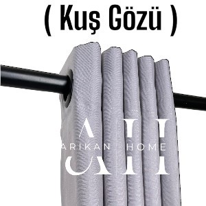 Düz Fon Perde - Rustik Kuş Gözü Dikim